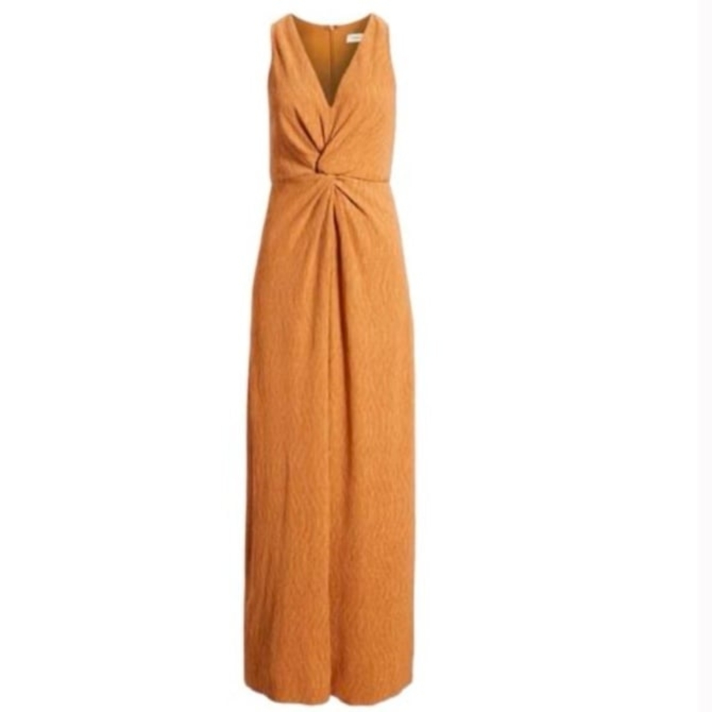Elegant Orange Sleeveless Dress